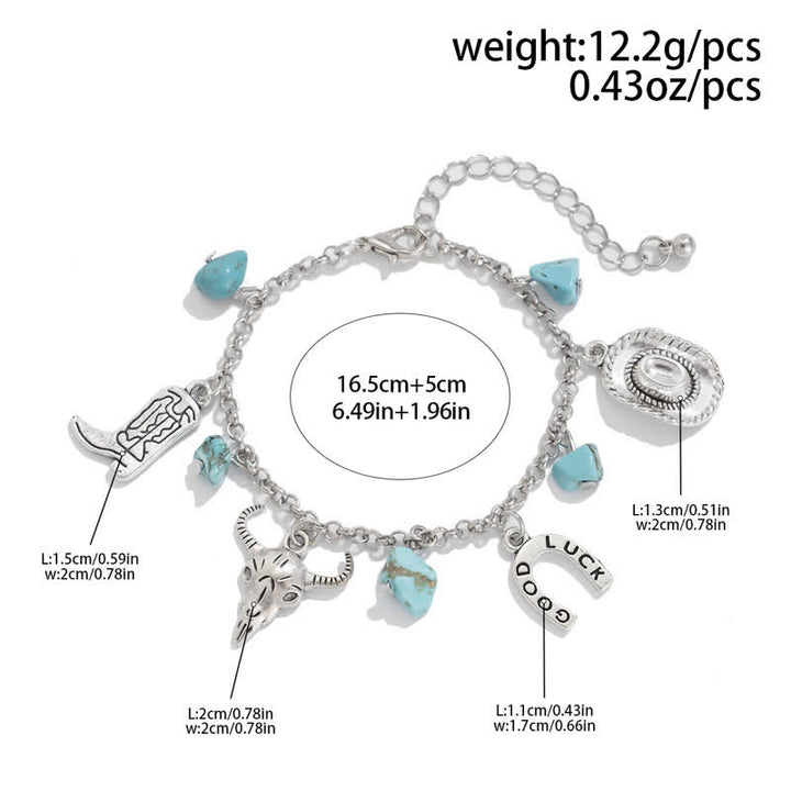 Olivenorma Collana con bracciale turchese in stile cowboy bohémien 