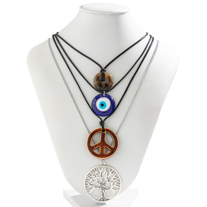 Olivenorma Chakra Albero della vita Collana con ciondolo Malocchio Set