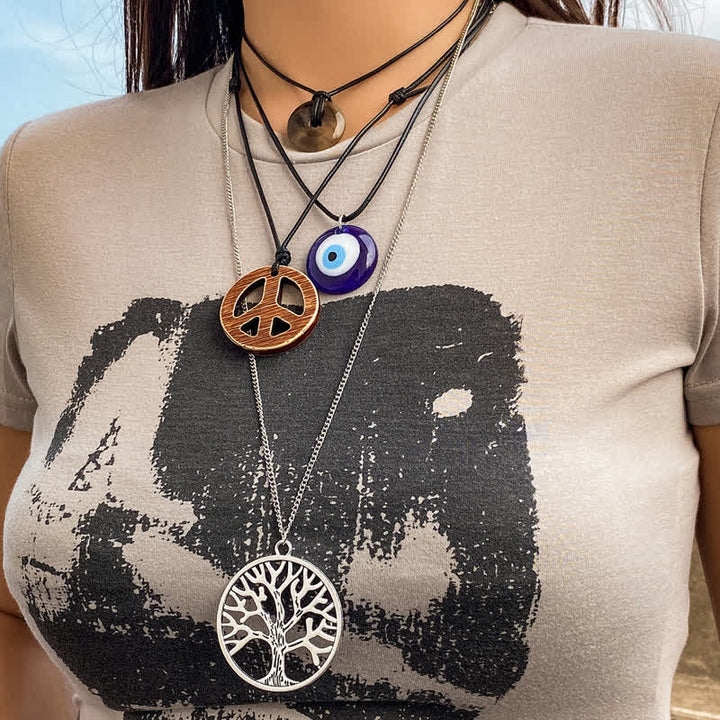 Olivenorma Chakra Albero della vita Collana con ciondolo Malocchio Set