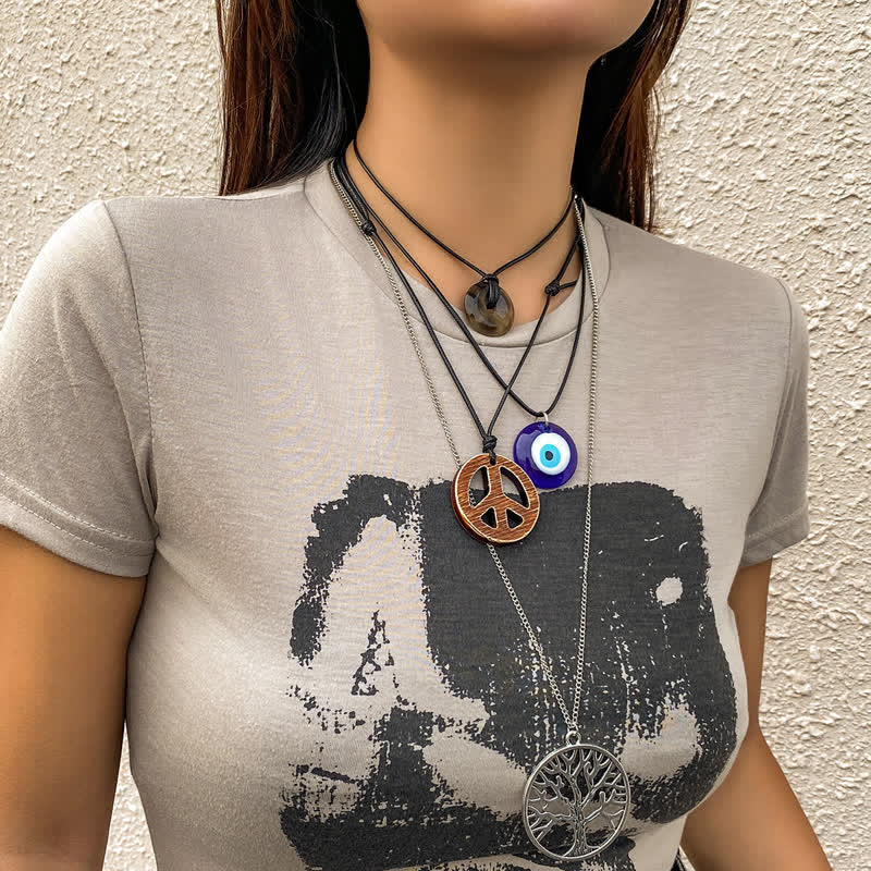 Olivenorma Chakra Albero della vita Collana con ciondolo Malocchio Set