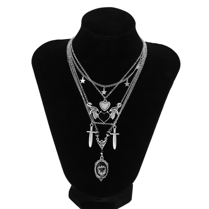 Olivenorma Obsidian Gothic Pipistrello Ciondolo Collana Set
