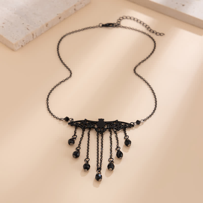 Olivenorma Obsidian Gothic Pipistrello Ciondolo Collana Set