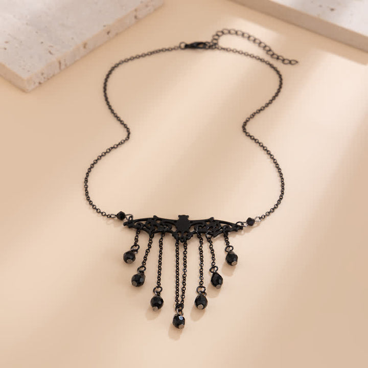 Olivenorma Obsidian Gothic Pipistrello Ciondolo Collana Set