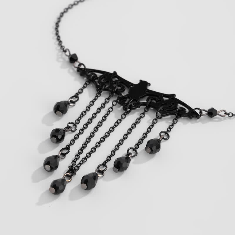 Olivenorma Obsidian Gothic Pipistrello Ciondolo Collana Set