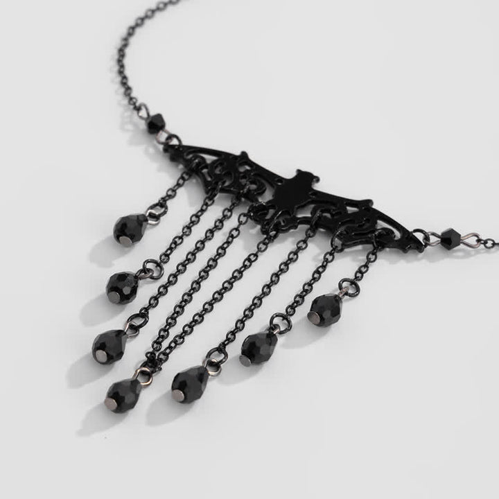 Olivenorma Obsidian Gothic Pipistrello Ciondolo Collana Set
