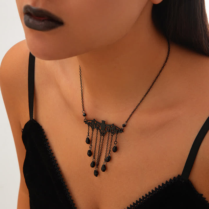 Olivenorma Obsidian Gothic Pipistrello Ciondolo Collana Set