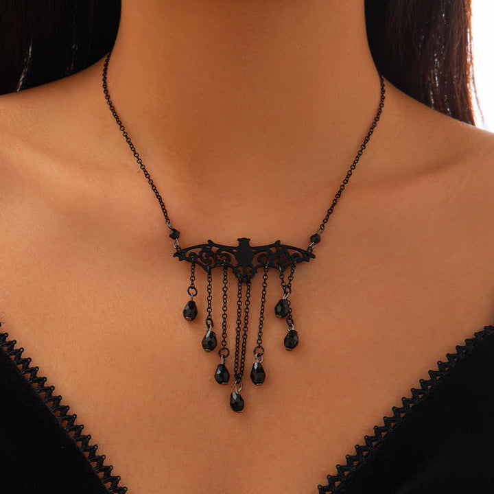 Olivenorma Obsidian Gothic Pipistrello Ciondolo Collana Set