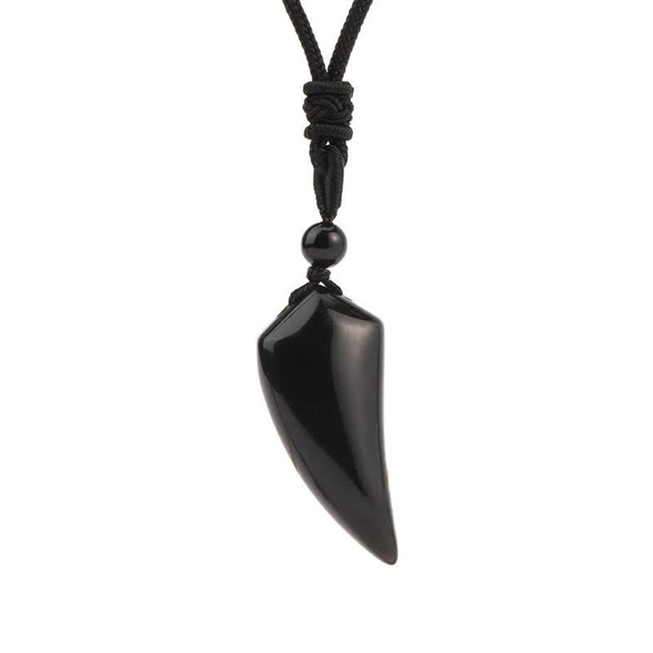 Collana con ciondolo a forma di dente di lupo in pietra naturale Olivenorma