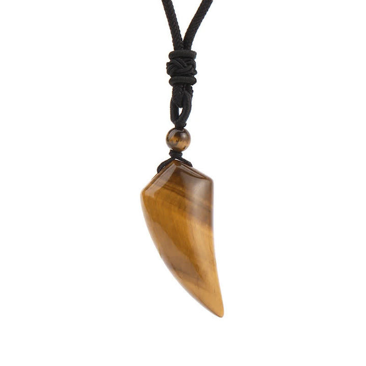 Collana con ciondolo a forma di dente di lupo in pietra naturale Olivenorma