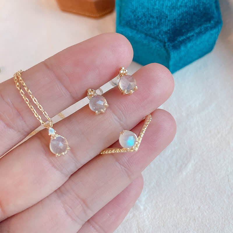 Set di gioielli in pietra di luna naturale Olivenorma