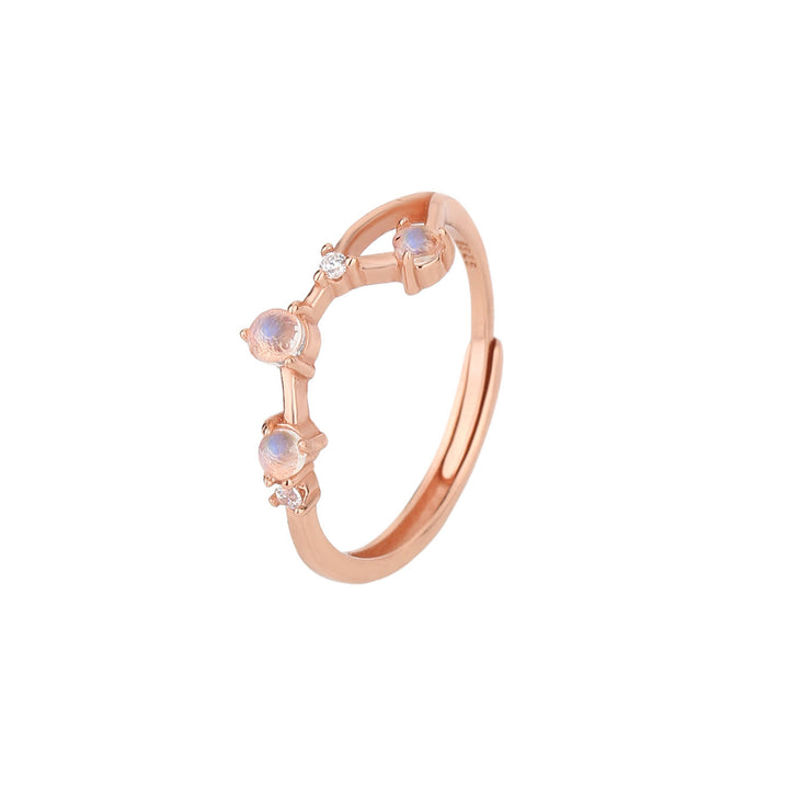 Anello con simbolo zodiacale in pietra di luna naturale Olivenorma