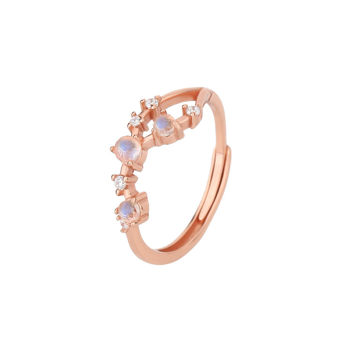 Anello con simbolo zodiacale in pietra di luna naturale Olivenorma