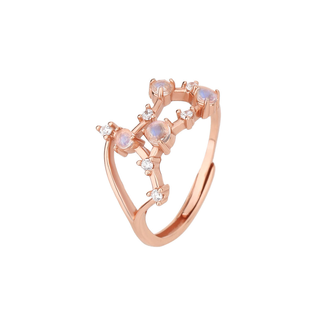 Anello con simbolo zodiacale in pietra di luna naturale Olivenorma