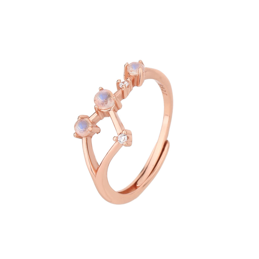 Anello con simbolo zodiacale in pietra di luna naturale Olivenorma