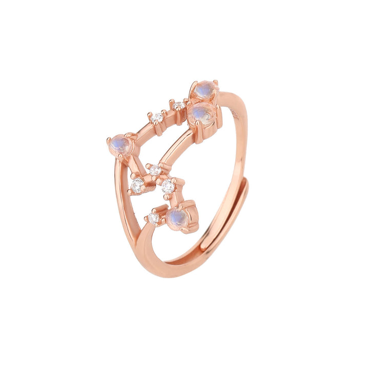 Anello con simbolo zodiacale in pietra di luna naturale Olivenorma