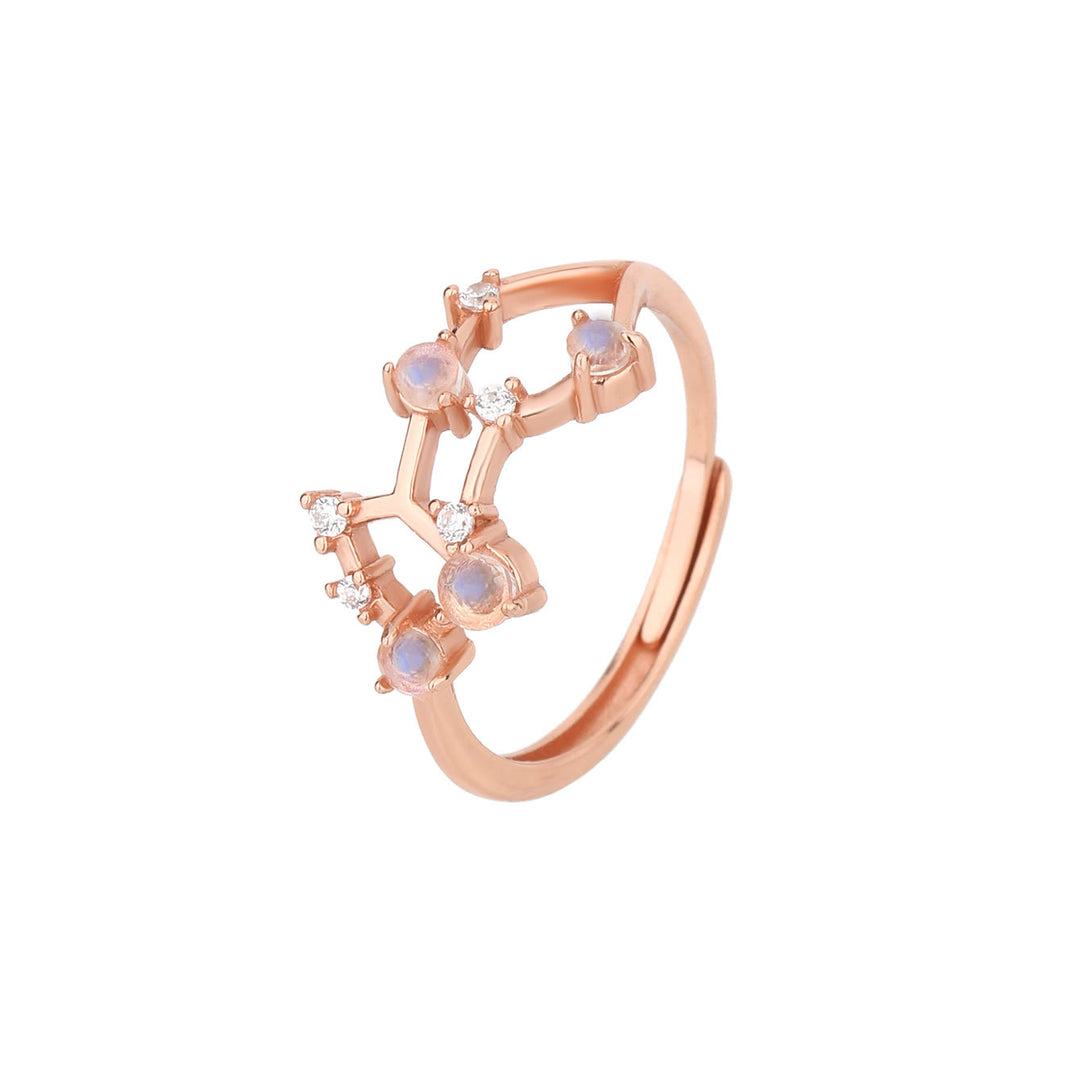 Anello con simbolo zodiacale in pietra di luna naturale Olivenorma