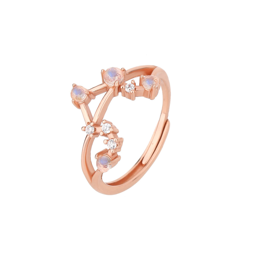 Anello con simbolo zodiacale in pietra di luna naturale Olivenorma
