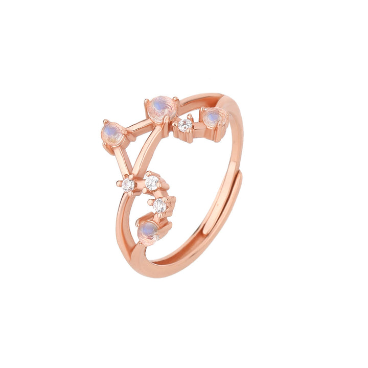 Anello con simbolo zodiacale in pietra di luna naturale Olivenorma