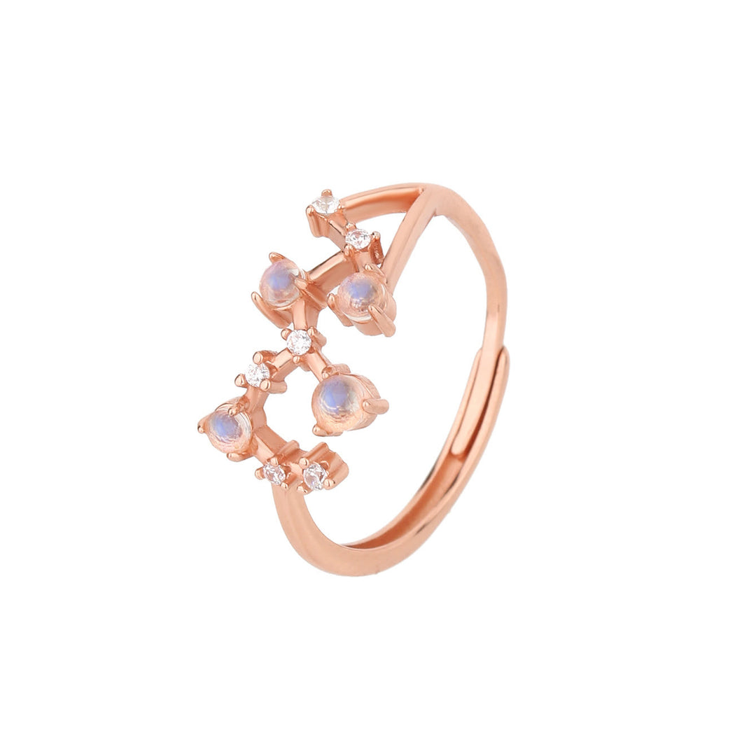 Anello con simbolo zodiacale in pietra di luna naturale Olivenorma