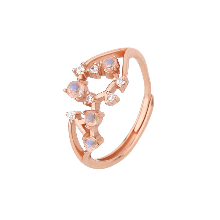 Anello con simbolo zodiacale in pietra di luna naturale Olivenorma