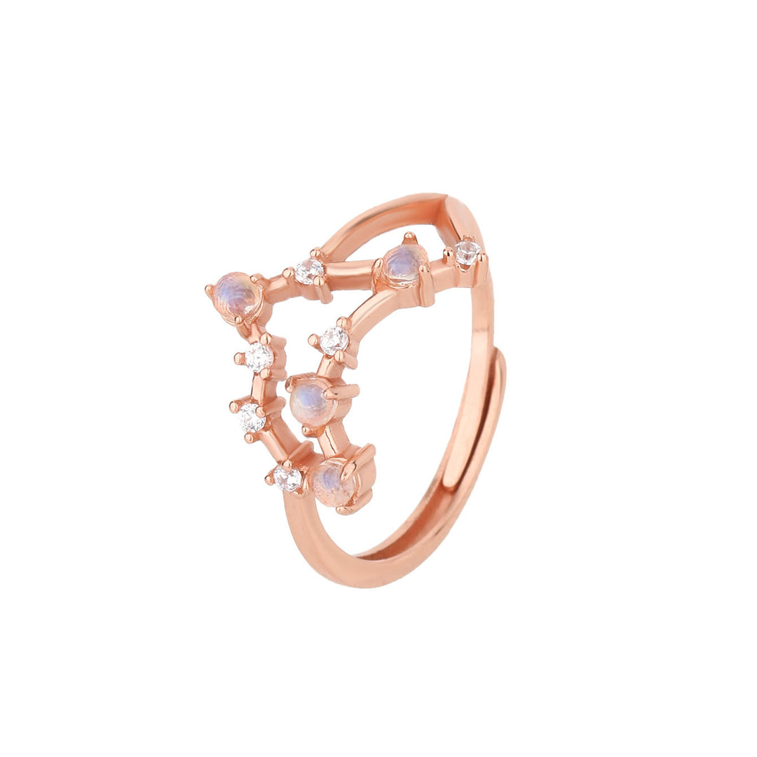Anello con simbolo zodiacale in pietra di luna naturale Olivenorma