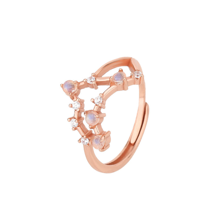 Anello con simbolo zodiacale in pietra di luna naturale Olivenorma