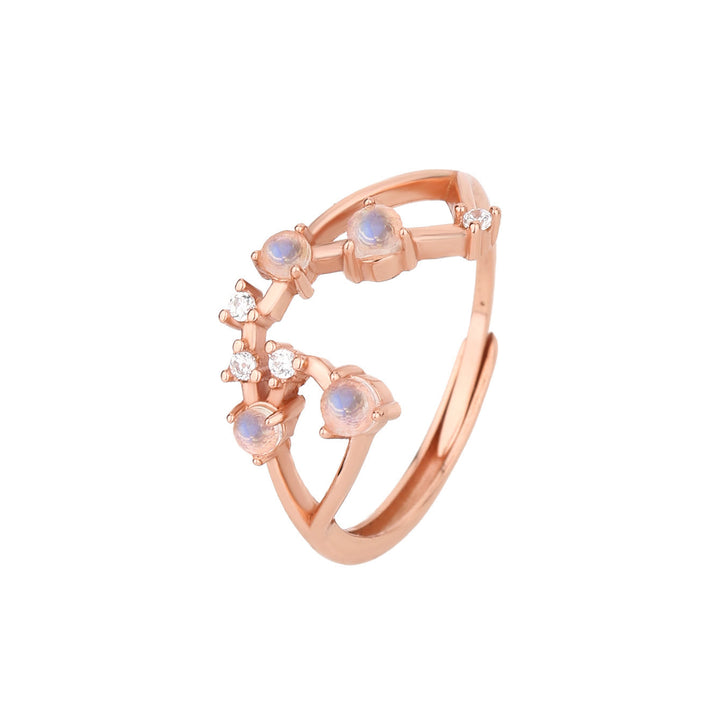 Anello con simbolo zodiacale in pietra di luna naturale Olivenorma