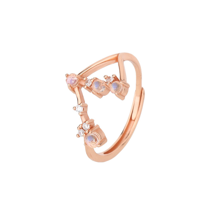Anello con simbolo zodiacale in pietra di luna naturale Olivenorma