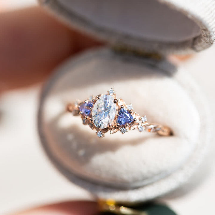 Olivenorma "Ethereal Blossom" Anello in ametista e rosa rampicante da 2 pezzi
