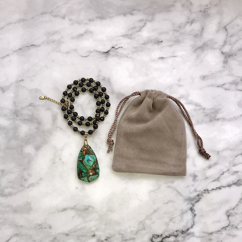 Collana rosario con ciondolo a goccia in pietra naturale dell'imperatore Olivenorma