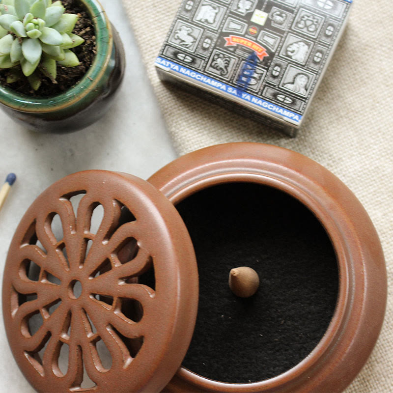 Olivenorma Ciotola rotonda in ceramica per incenso e purificazione dei cristalli