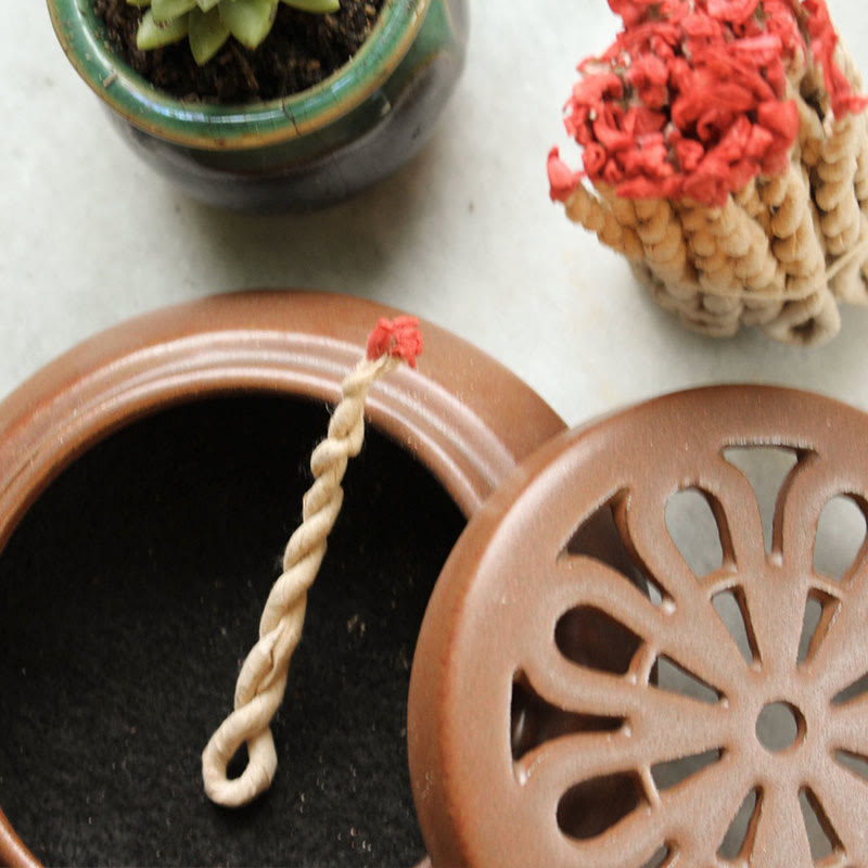 Olivenorma Ciotola rotonda in ceramica per incenso e purificazione dei cristalli