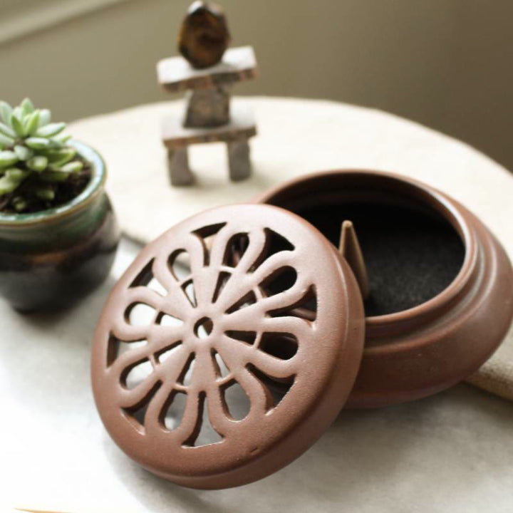 Olivenorma Ciotola rotonda in ceramica per incenso e purificazione dei cristalli