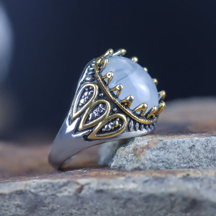 Anello da uomo Olivenorma Ink Moonstone Gold Totem