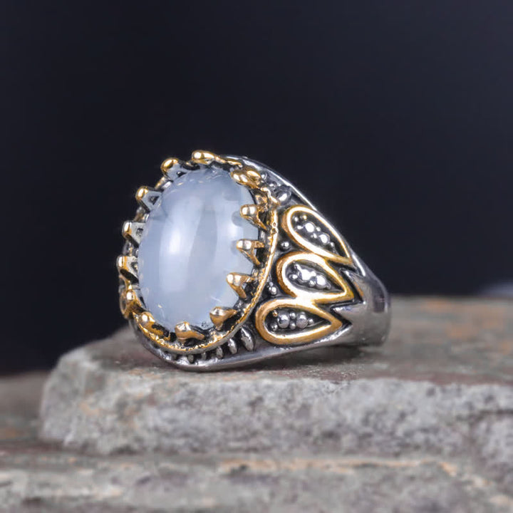 Anello da uomo Olivenorma Ink Moonstone Gold Totem