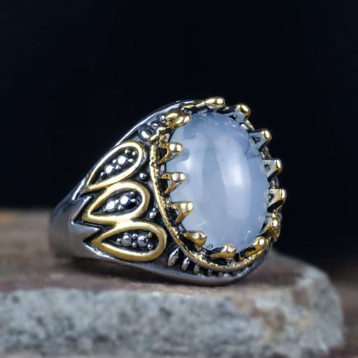 Anello da uomo Olivenorma Ink Moonstone Gold Totem