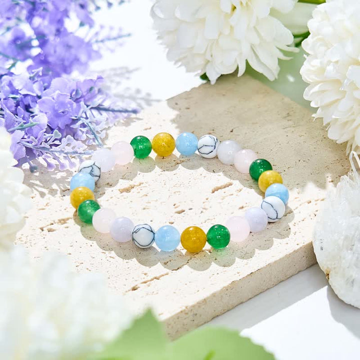 Bracciale Olivenorma con perline in pietra naturale multicolore da 8 mm 