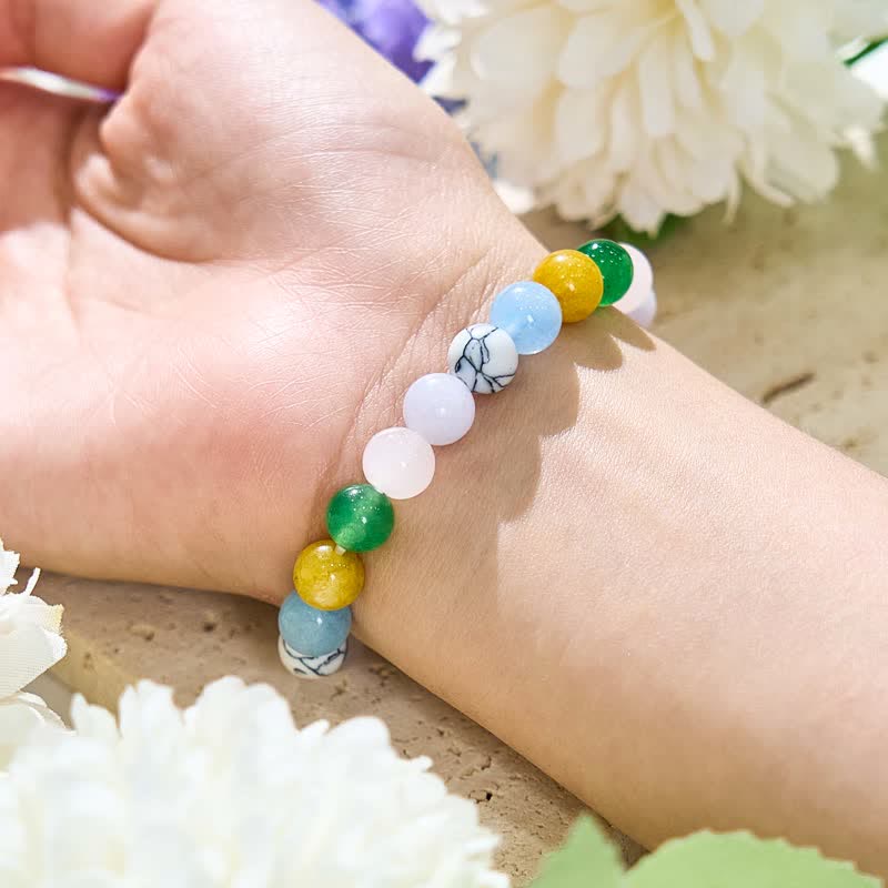 Bracciale Olivenorma con perline in pietra naturale multicolore da 8 mm 