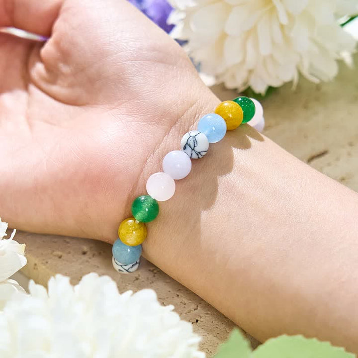 Bracciale Olivenorma con perline in pietra naturale multicolore da 8 mm 
