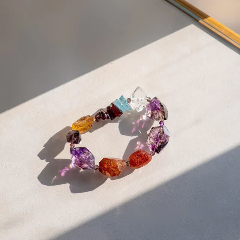 Braccialetto di perline di cristallo naturale Olivenorma Super Seven 