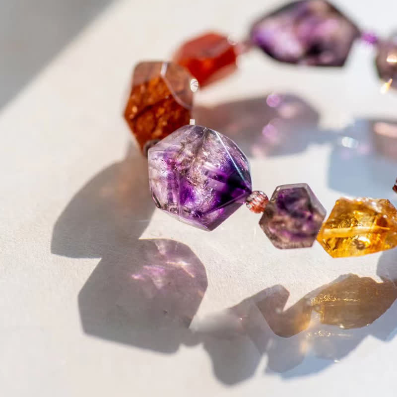 Braccialetto di perline di cristallo naturale Olivenorma Super Seven 