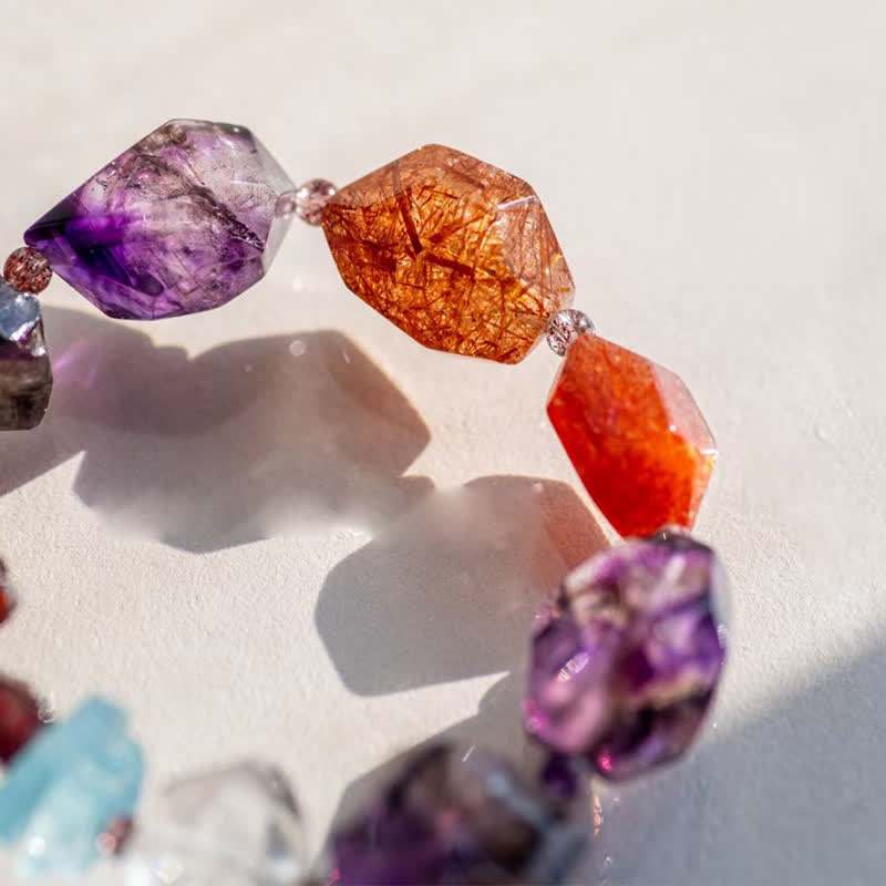 Braccialetto di perline di cristallo naturale Olivenorma Super Seven 