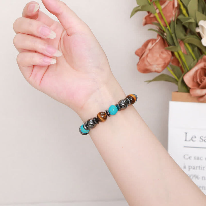 Braccialetto di perline in ematite turchese occhio di tigre Olivenorma 