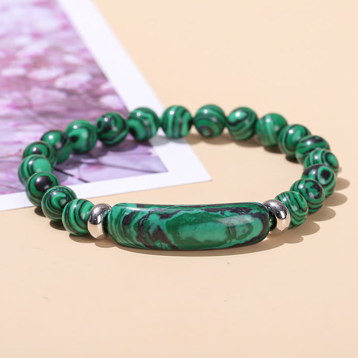 Braccialetto di perline di cristallo lungo in pietra naturale Olivenorma - Malachite - image 13