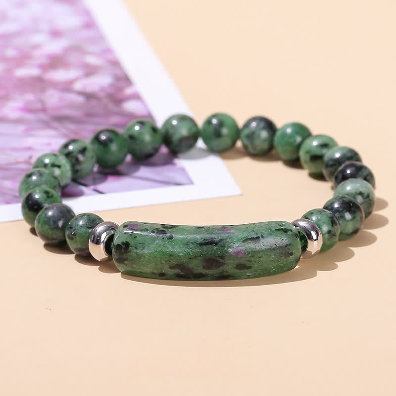 Braccialetto di perline di cristallo lungo in pietra naturale Olivenorma - Zoisite rubino - image 36