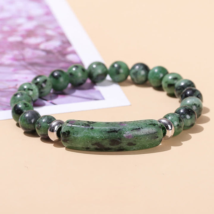 Braccialetto di perline di cristallo lungo in pietra naturale Olivenorma - Zoisite rubino - image 36