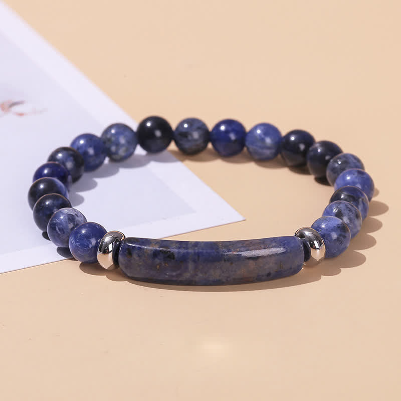 Braccialetto di perline di cristallo lungo in pietra naturale Olivenorma - Sodalite - image 21