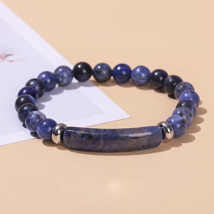 Braccialetto di perline di cristallo lungo in pietra naturale Olivenorma - Sodalite - image 21