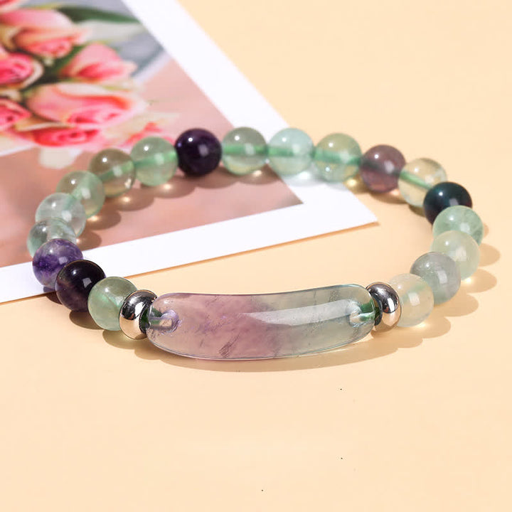 Braccialetto di perline di cristallo lungo in pietra naturale Olivenorma - Fluorite - image 32