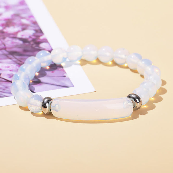 Braccialetto di perline di cristallo lungo in pietra naturale Olivenorma - Opalite - image 25